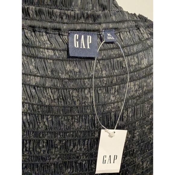 GAP Smocked Peplum Top Black Floral Sz XL GothCore PrairieCore - Picture 11 of 13